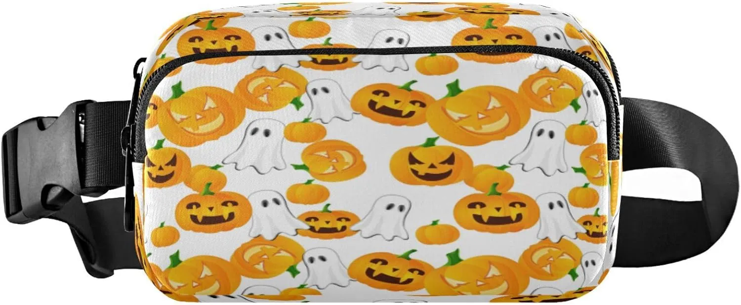 Boccsty Digital Halloween Pumpkin Orange Belt Bag for Women Men Fanny Pack Small Waist Pouch Crossbody Bags for Outdoor Hiking Running Travel