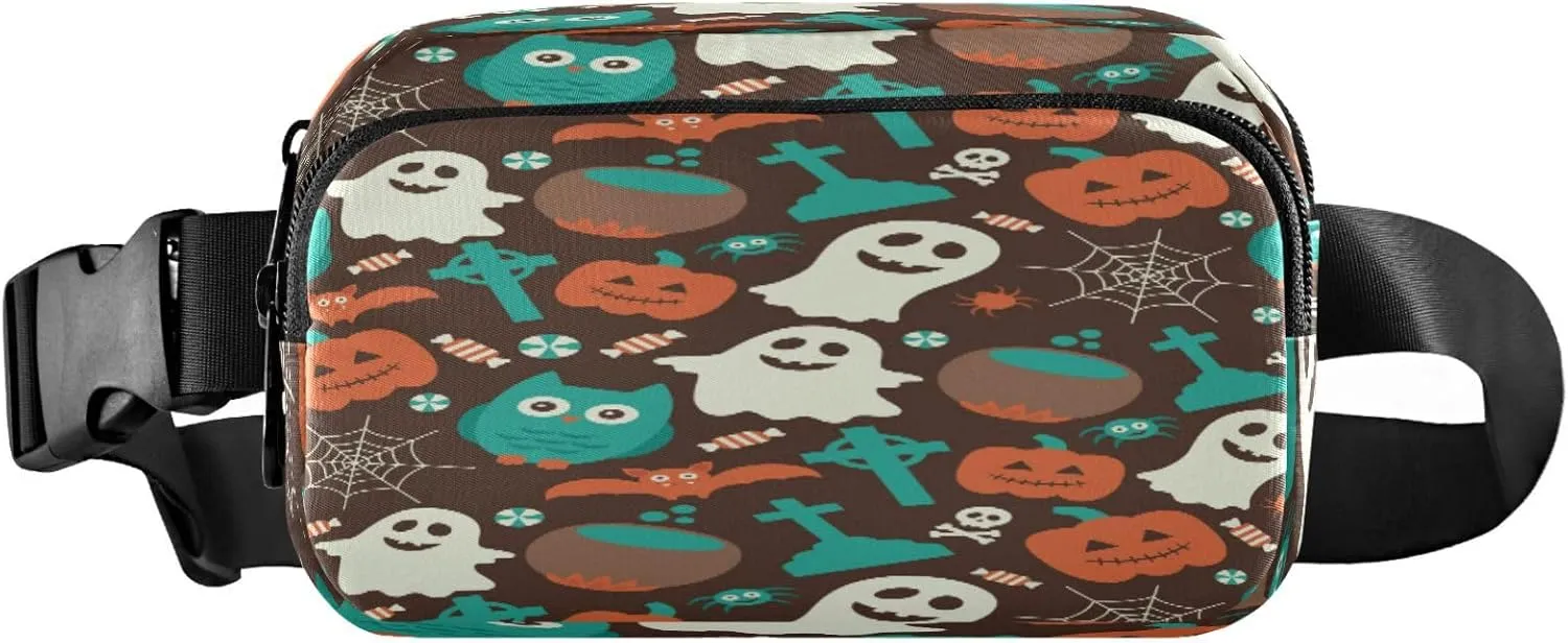 Boccsty Halloween Bats Spooky Belt Bag for Women Men Pumpkins Fanny Pack Small Waist Pouch Crossbody Bags for Outdoor Hiking Running Travel