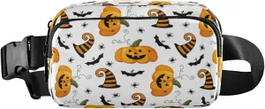 Boccsty Halloween Black Orange Belt Bag for Women Men Pumpkins Bat Spider Fanny Pack Small Waist Pouch Crossbody Bags for Outdoor Hiking Running Travel