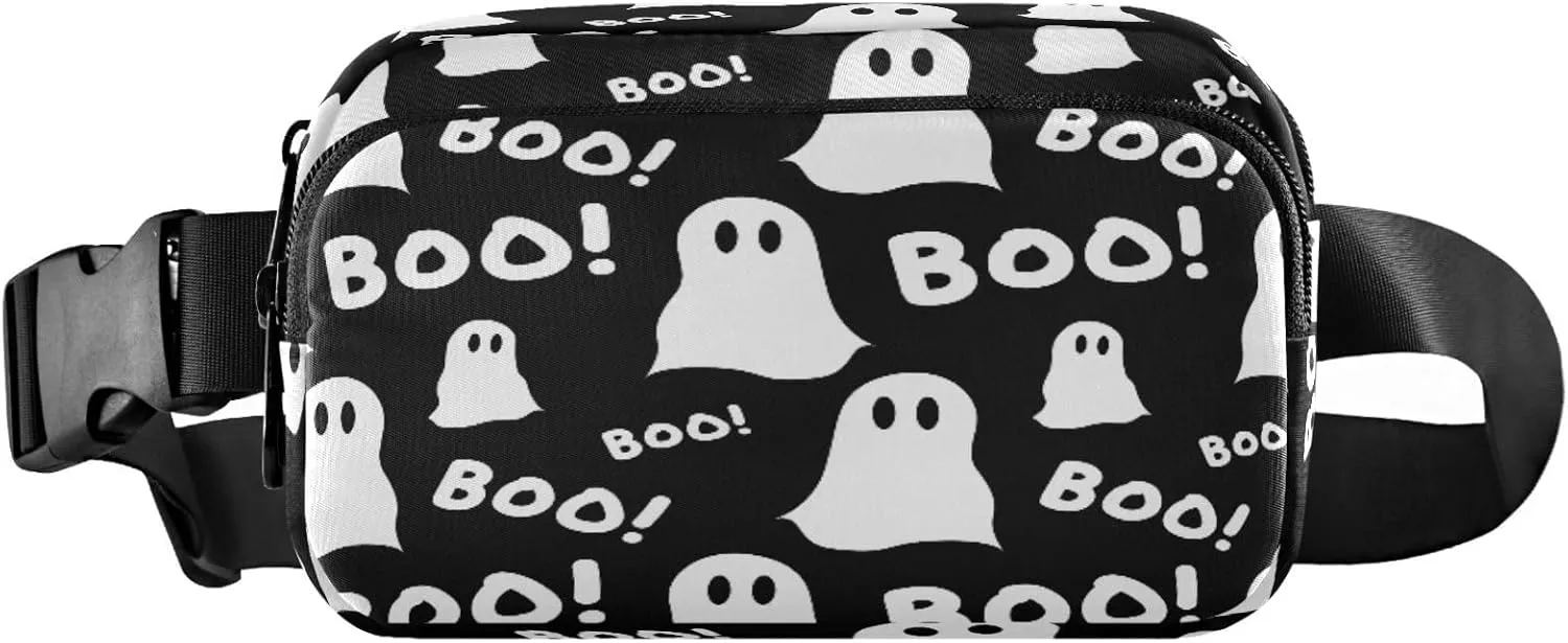 Boccsty Halloween Boo Belt Bag for Women Men Fanny Pack Small Waist Pouch Crossbody Bags for Outdoor Hiking Running Travel