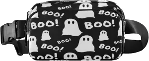 Boccsty Halloween Boo Belt Bag for Women Men Fanny Pack Small Waist Pouch Crossbody Bags for Outdoor Hiking Running Travel