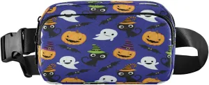 Boccsty Halloween Cat Belt Bag for Women Men Ghost Pumpkin Fanny Pack Small Waist Pouch Crossbody Bags for Outdoor Hiking Running Travel