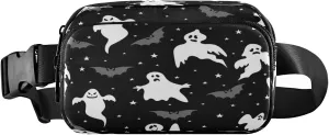 Boccsty Halloween Ghost Bats Stars Belt Bag for Women Men Fanny Pack Small Waist Pouch Crossbody Bags for Outdoor Hiking Running Travel