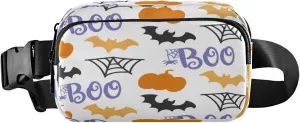Boccsty Halloween Pumpkin Boo Bat Belt Bag for Women Men Fanny Pack Small Waist Pouch Crossbody Bags for Outdoor Hiking Running Travel