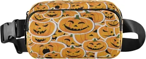 Boccsty Halloween Pumpkin Spooky Belt Bag for Women Men Fall Autumn Orange Fanny Pack Small Waist Pouch Crossbody Bags for Outdoor Hiking Running Travel