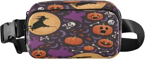 Boccsty Halloween Pumpkin Witch Ghost Belt Bag for Women Men Sugar Kull Bats Fanny Pack Small Waist Pouch Crossbody Bags for Outdoor Hiking Running Travel