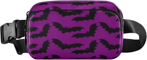 Boccsty Halloween Purple Bats Belt Bag for Women Men Fanny Pack Small Waist Pouch Crossbody Bags for Outdoor Hiking Running Travel