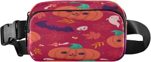 Boccsty Halloween Skulls Pumpkins Belt Bag for Women Men Bats Spooky Fanny Pack Small Waist Pouch Crossbody Bags for Outdoor Hiking Running Travel