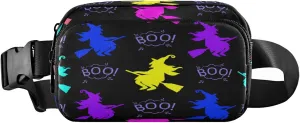 Boccsty Halloween Witch Bat Ghost Belt Bag for Women Men Fanny Pack Small Waist Pouch Crossbody Bags for Outdoor Hiking Running Travel