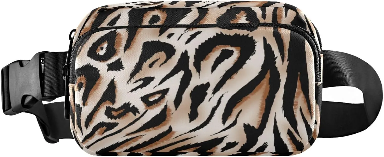 Boccsty Hand Drawing Leopard Belt Bag for Women Men Zebra Skin Fanny Pack Small Waist Pouch Crossbody Bags for Outdoor Hiking Running Travel