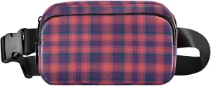 Boccsty Tartan Check Plaid Orange Black Belt Bag for Women Men Fanny Pack Small Waist Pouch Crossbody Bags for Outdoor Hiking Running Travel