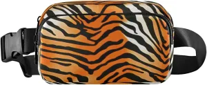 Boccsty Tiger Skin Texture Tiger Belt Bag for Women Men Black Orange Stripe Fanny Pack Small Waist Pouch Crossbody Bags for Outdoor Hiking Running Travel