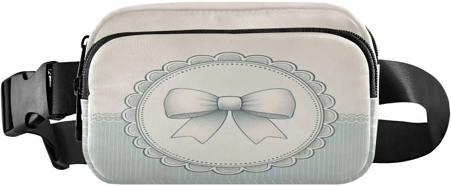 Bow Stripe Blue Fanny Pack for Women Men Crossbody Belt Bag Fashion Waist Packs Purse with Adjustable Strap Travel Chest Bag for Shopping Traveling