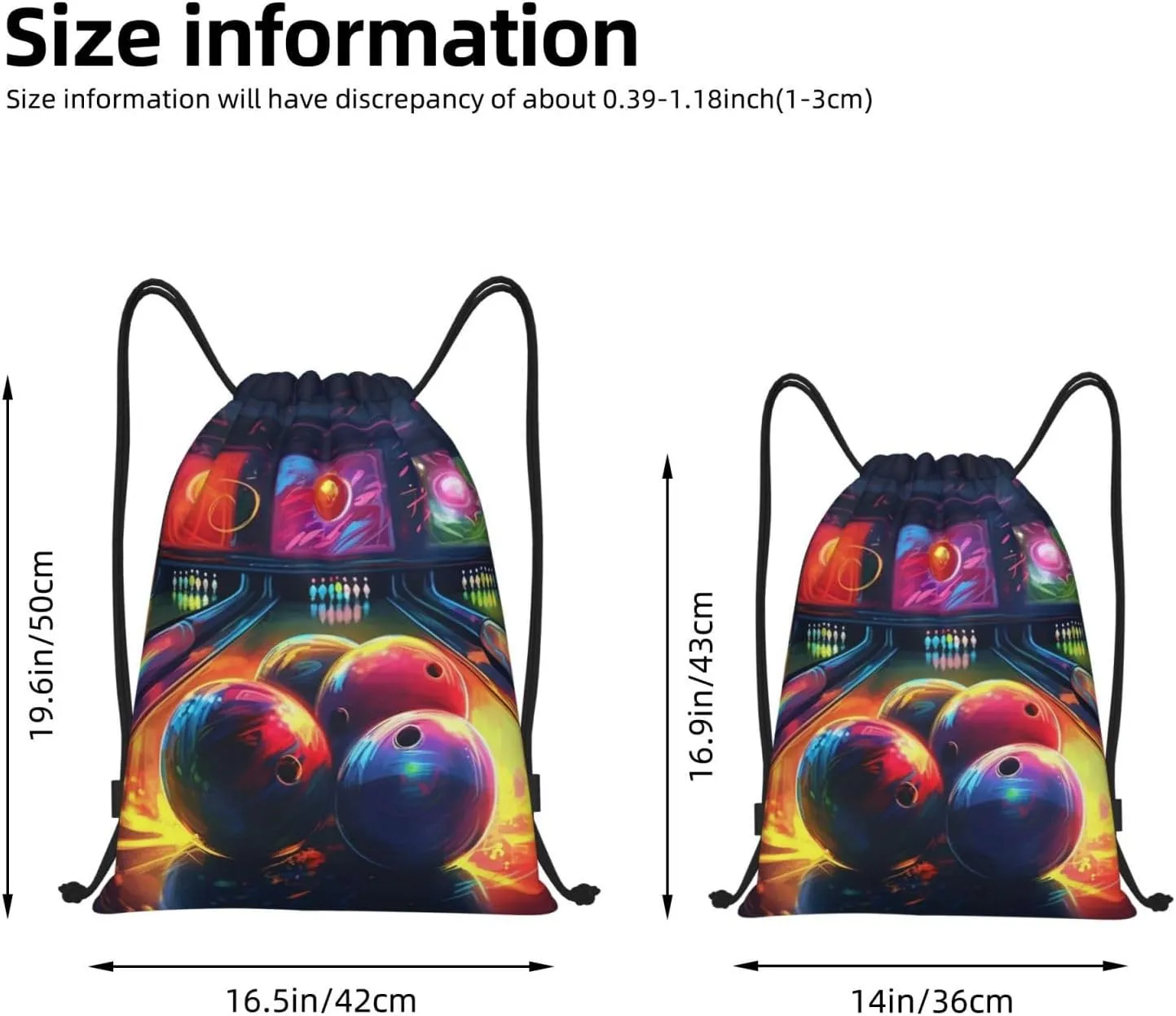 Bowling Balls Drawstring Backpack Lightweight Draw String Bag Cinch Bags Waterproof Gym Bag for Men Women Swim Bag Medium
