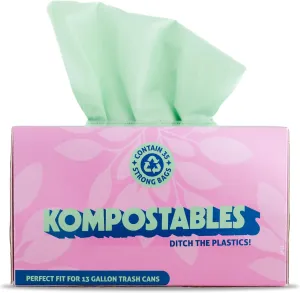 BPI 100% Home Compostable Kitchen Trash Bags, 13 Gallon 1.5 Mil Heavy Duty Unscented Corn Plastic Bags w/Handles, Tall Biodegradable Garbage, Compost & Food Scrap Waste Can Liners, 35 Ct