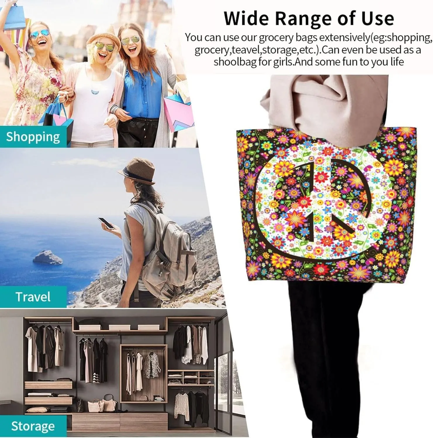 Bright Mushrooms Women's Tote Bag Large Capacity Single Shoulder Bags Handbag for Shopping Work
