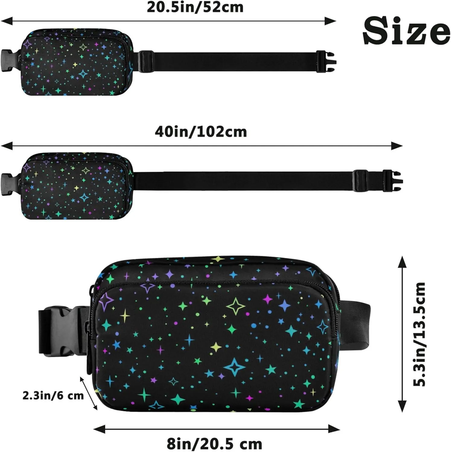 Bright Stars Women Fanny Pack Festival Belt Bag Hip Pack Waterproof Waist Pouches for Men