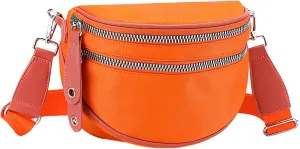 Canvas Shoulder Bag Lightweight Nylon Fabric Women's Bag Fashion Ladies Shoulder Crossbody Bags (Orange, One Size)