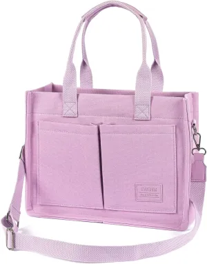 Canvas Tote Bag for Women, Large Laptop Travel Tote Handbag Totes with Crossbody Shoulder Teachers Reusable Grocery Bags