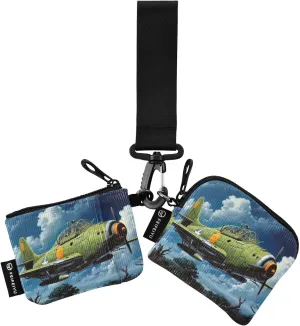 Cartoon Aircraft Zip Around Wristlet Wallet for Women Portable Detachable Dual Pocket Keychain Wallet Wrist Wallet