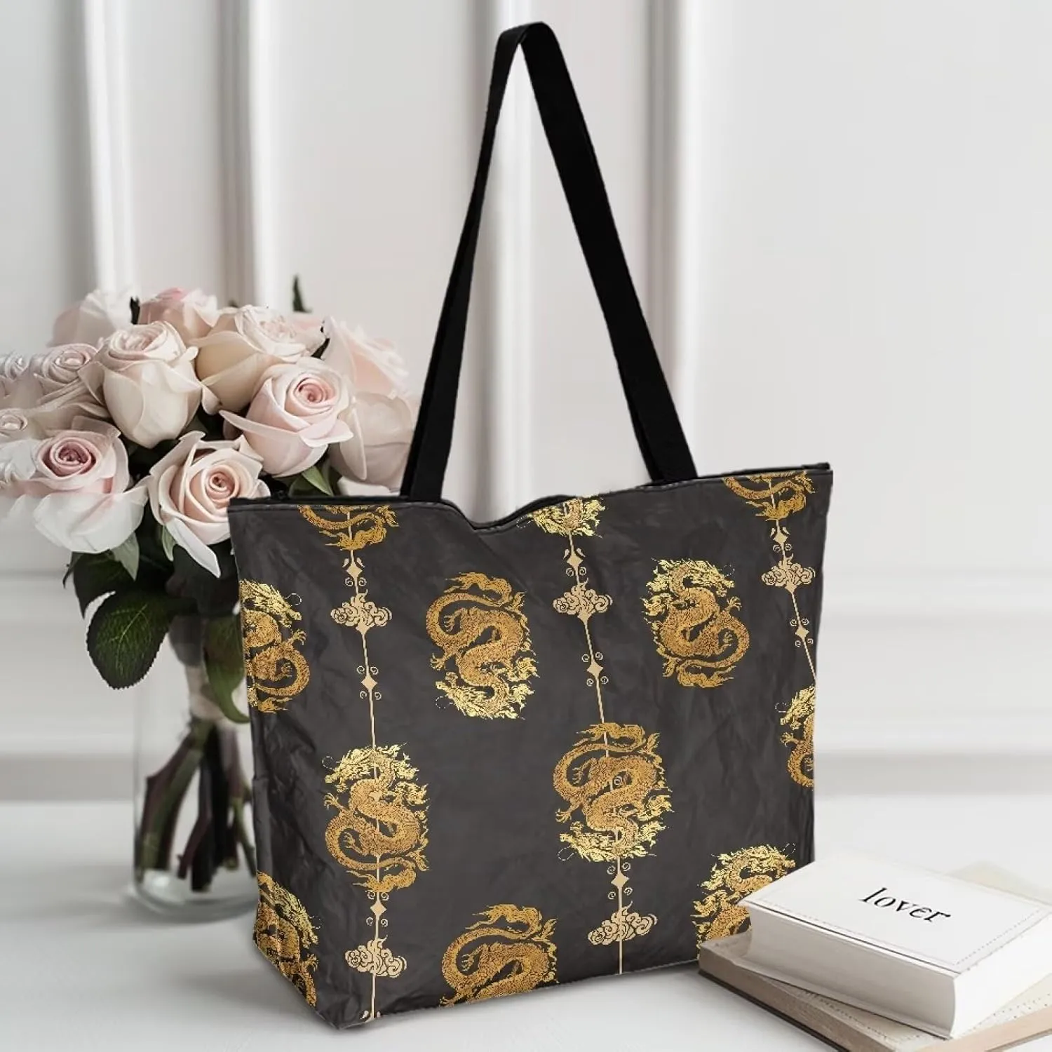 Cartoon Animal Puppy Cat Paper Tote Bags, Halloween Skull Gothic Spider Web Handbag, Aesthetic Art Commute Bag