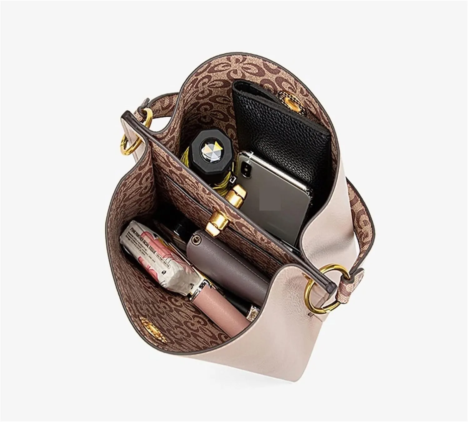 Casual Bucket Bag For Women Handbags Large Capacity Fashion Female Shoulder Bag Ladies Messenger Bag Totes(Beige)