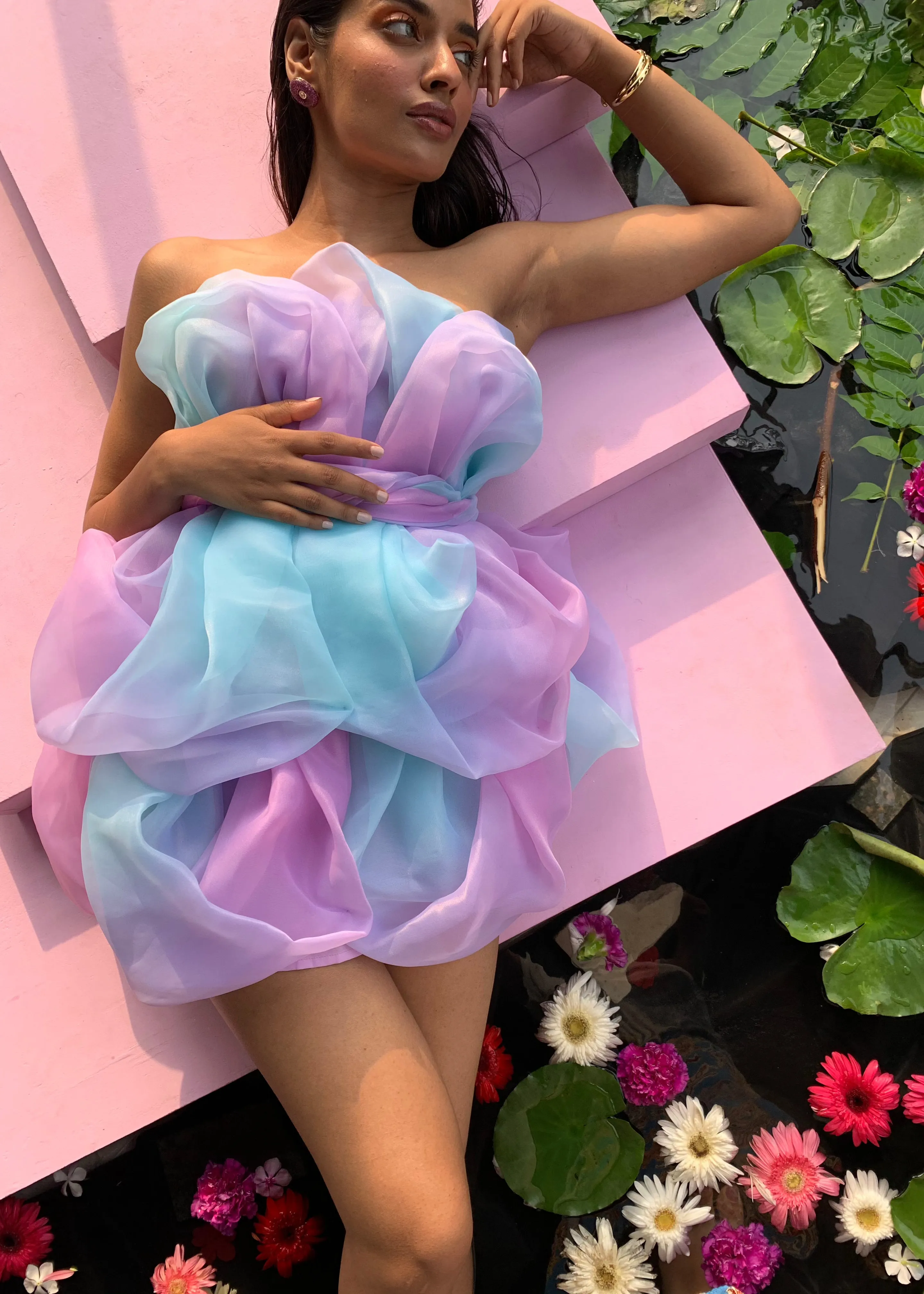 Cezanne Ombre Swirl Handmade Organza Dress