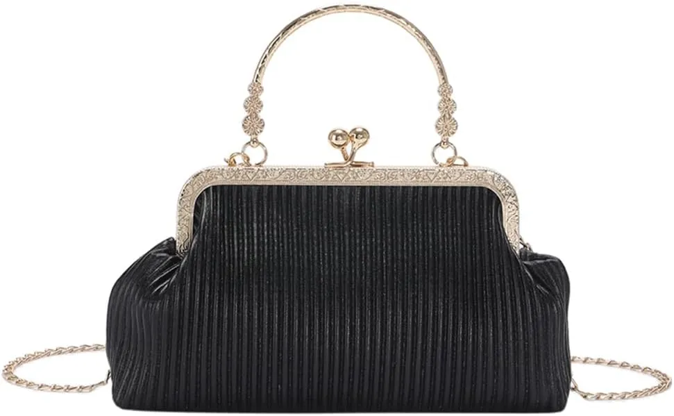 Chain Ladies Messenger Bag Fashion Top-handle Bag Simple Elegant PU Leather Portable Metal Buckle for Wedding Banq