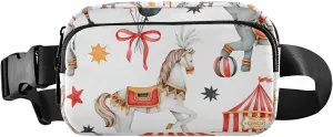 Circus White Horse Fanny Pack for Women Men Crossbody Belt Bag Fashion Waist Packs Purse with Adjustable Strap Waist Pouch for Running Hiking Cycling