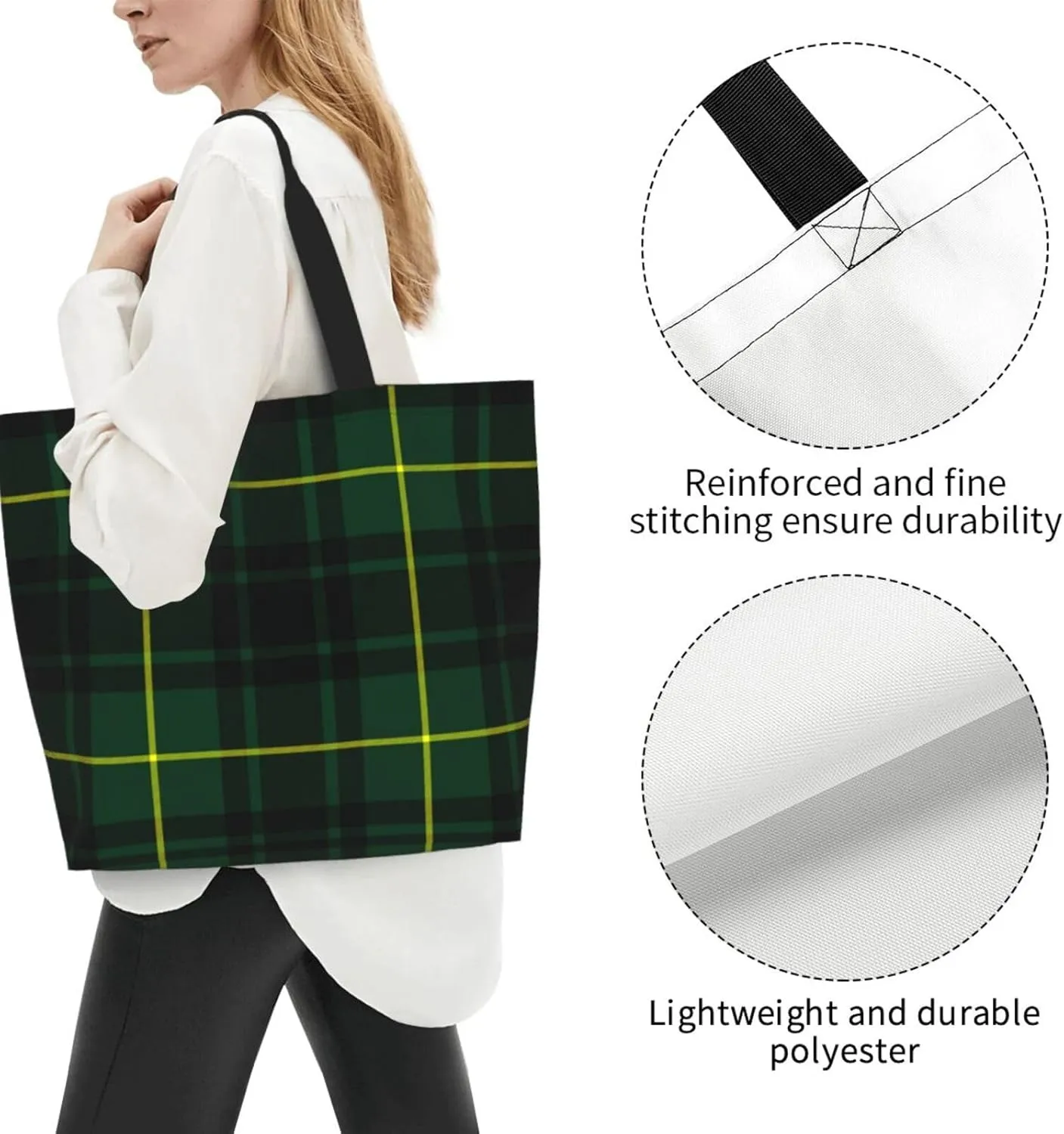 Clan Mackay Tartan Plaid Scottish Tote Bag For Women Weekender Travel Bag Reusable Grocery Bags Large Totes Handbags