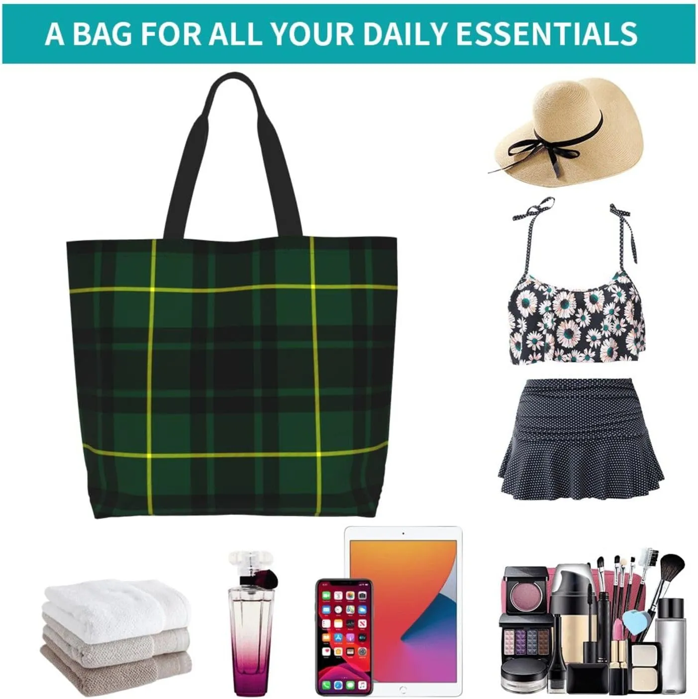 Clan Mackay Tartan Plaid Scottish Tote Bag For Women Weekender Travel Bag Reusable Grocery Bags Large Totes Handbags