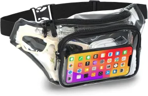 Clear Fanny Pack Belt Bag  Stadium Approved Waist Pack for Men & Women, Crossbody Bum Bag for Travel, Hiking, Running