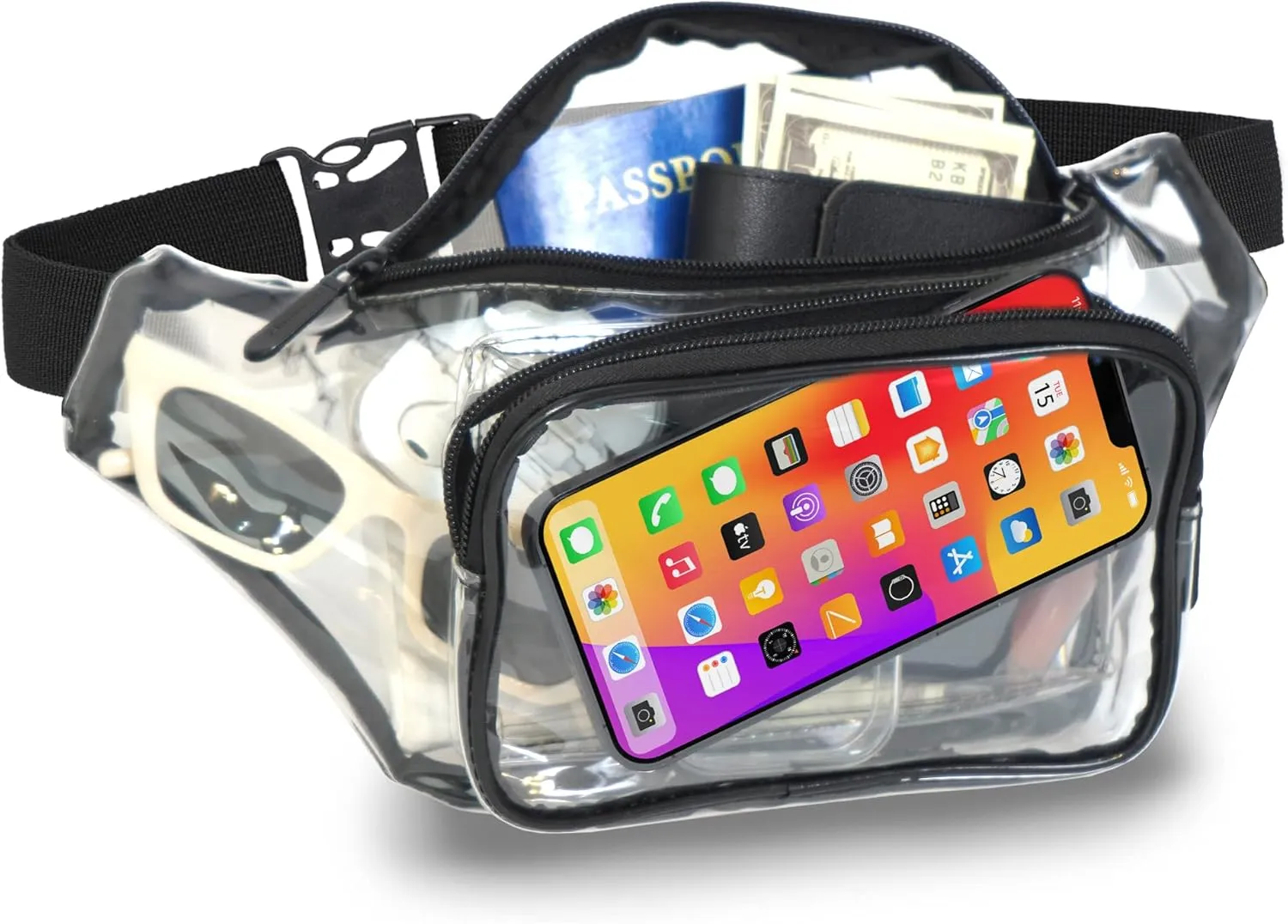 Clear Fanny Pack Belt Bag  Stadium Approved Waist Pack for Men & Women, Crossbody Bum Bag for Travel, Hiking, Running