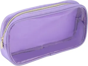 Clear Makeup Bags For Women Small Travel Cosmetic Bag Waterproof Toiletry Storage Bag Pouches For Purse Zipper Girls Preppy Organizer(Purple,Small)