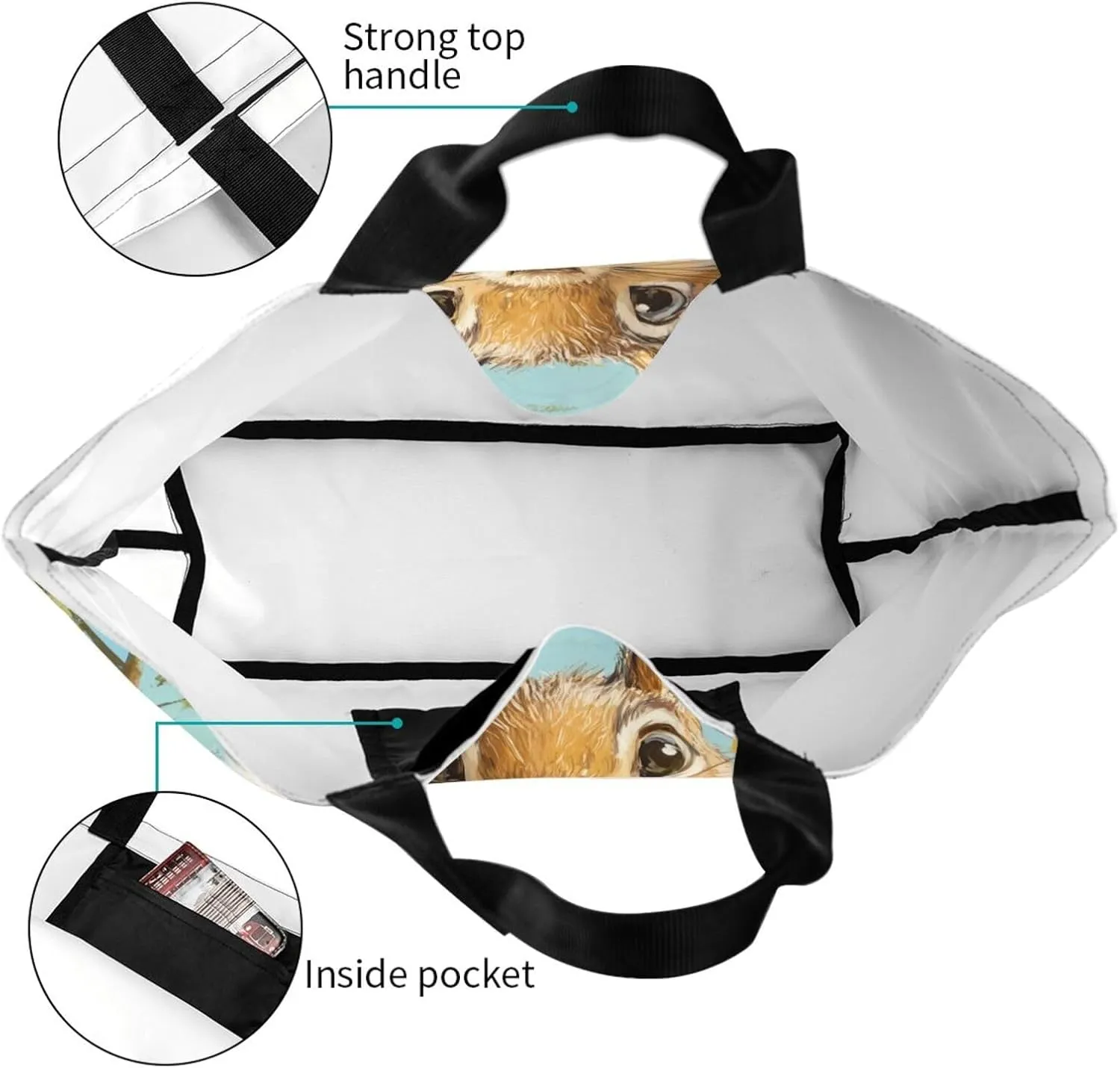 close-up Golden Retriever face print Reusable Shoulder Bags Large Casual Tote Bag Shopping Grocery grocery bag