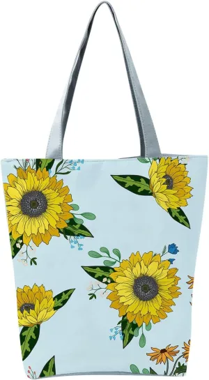 Clutch Saddle Bag New Women's Slouchy Large Capacity Zippered Sunflower Printed Shoulder Bag