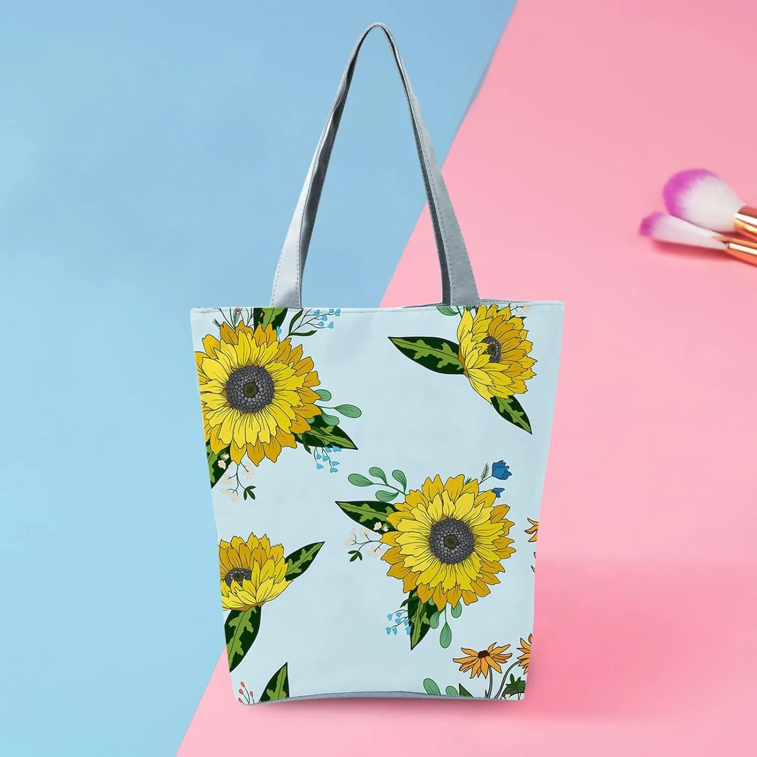 Clutch Saddle Bag New Women's Slouchy Large Capacity Zippered Sunflower Printed Shoulder Bag