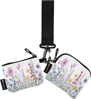 Colorful Flowers Zip Around Wristlet Wallet for Women Portable Detachable Dual Pocket Keychain Wallet Wrist Wallet