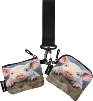Colorful Pig Zip Around Wristlet Wallet for Women Portable Detachable Dual Pocket Keychain Wallet Wrist Wallet