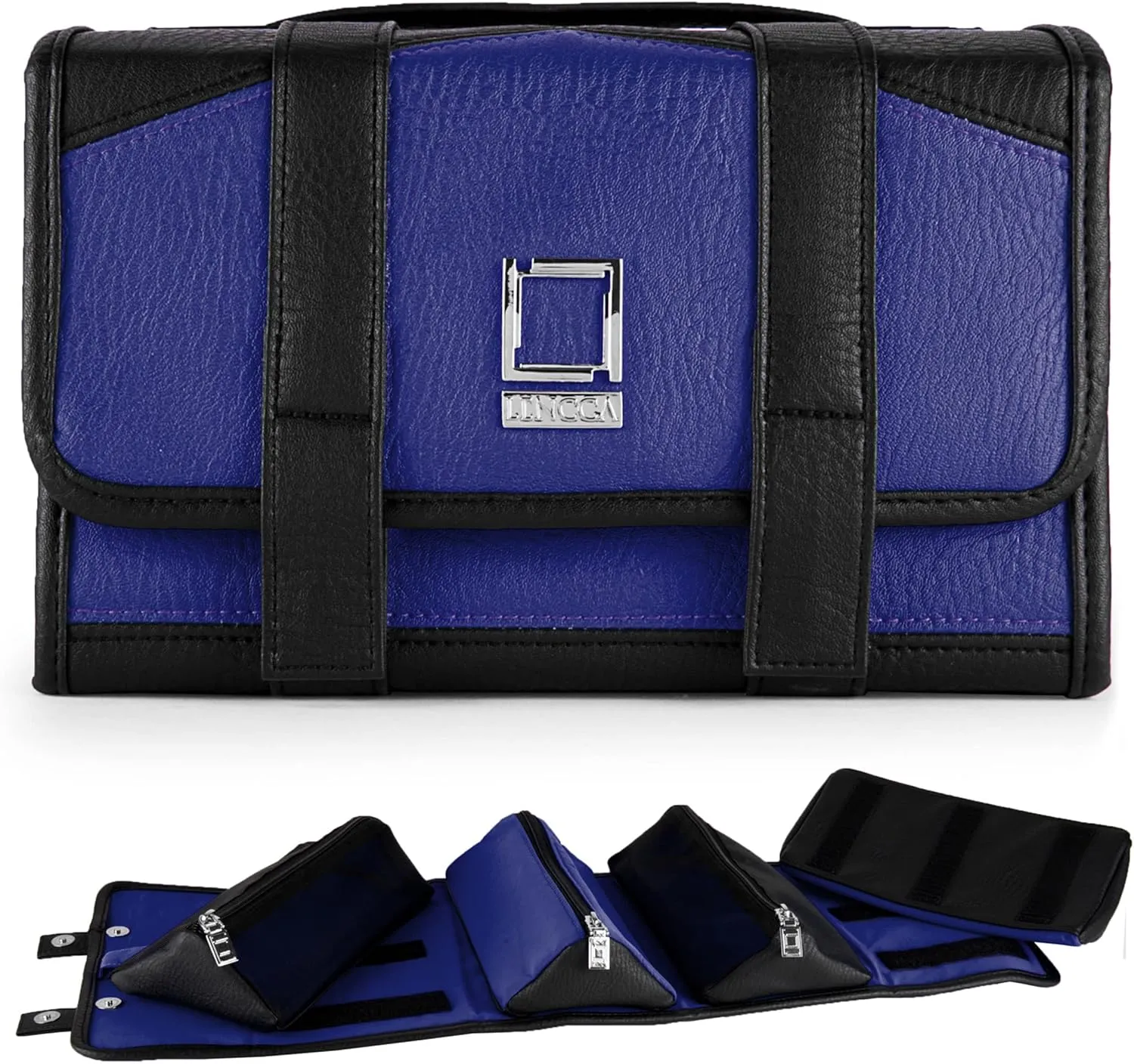 Compact Foldable Travel Toiletry Kit Bag with 4 Removable Pouches, Dopp Kit Bathroom Bag for Cosmetic, Makeup, Personal Hygiene Items, Washkit