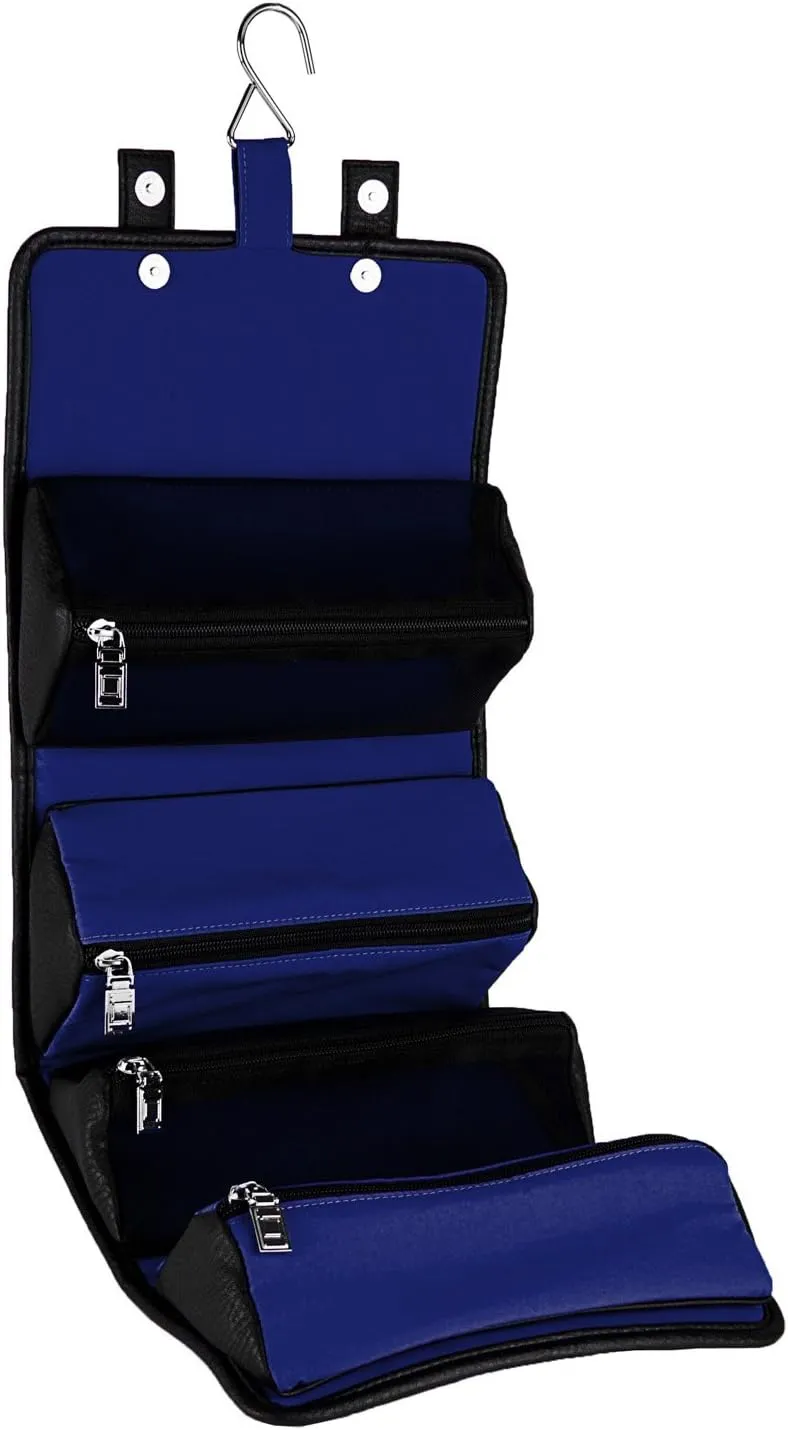 Compact Foldable Travel Toiletry Kit Bag with 4 Removable Pouches, Dopp Kit Bathroom Bag for Cosmetic, Makeup, Personal Hygiene Items, Washkit