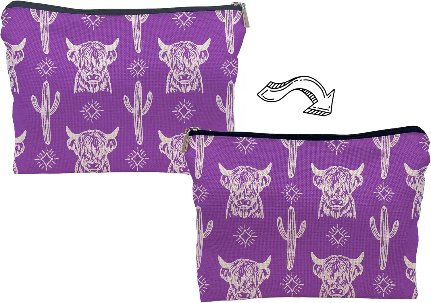 Cow Makeup Bag - Western Cowgirl Stuff, Gifts for Women