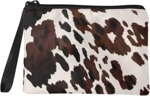 Cow Print Small Pouches for Purse with Zipper Portable Purse Pouch with Strap Stylish Lightweight Sanitary Napkin Storage Purse Pouches for Women