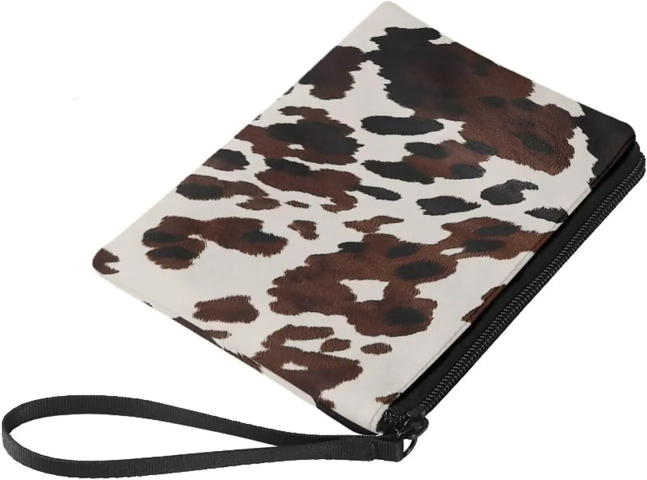 Cow Print Small Pouches for Purse with Zipper Portable Purse Pouch with Strap Stylish Lightweight Sanitary Napkin Storage Purse Pouches for Women