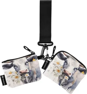Cows Zip Around Wristlet Wallet for Women Portable Detachable Dual Pocket Keychain Wallet Wrist Wallet