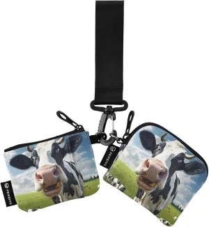 Cows Zip Around Wristlet Wallet for Women Portable Detachable Dual Pocket Keychain Wallet Wrist Wallet
