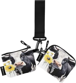 Cows Zip Around Wristlet Wallet for Women Portable Detachable Dual Pocket Keychain Wallet Wrist Wallet