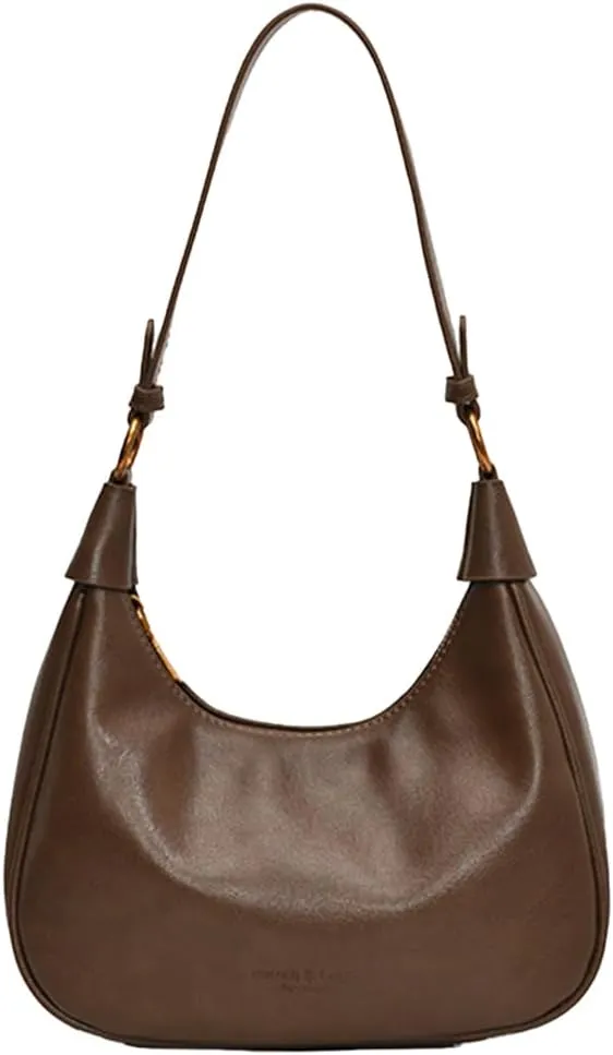 Crescent Shoulder Bag for Women - Red Burgundy Handbag Satchel Retro Leather Fall Bags Maroon Shoulder Purse
