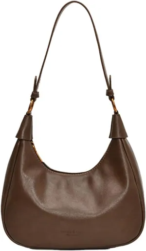 Crescent Shoulder Bag for Women - Red Burgundy Handbag Satchel Retro Leather Fall Bags Maroon Shoulder Purse