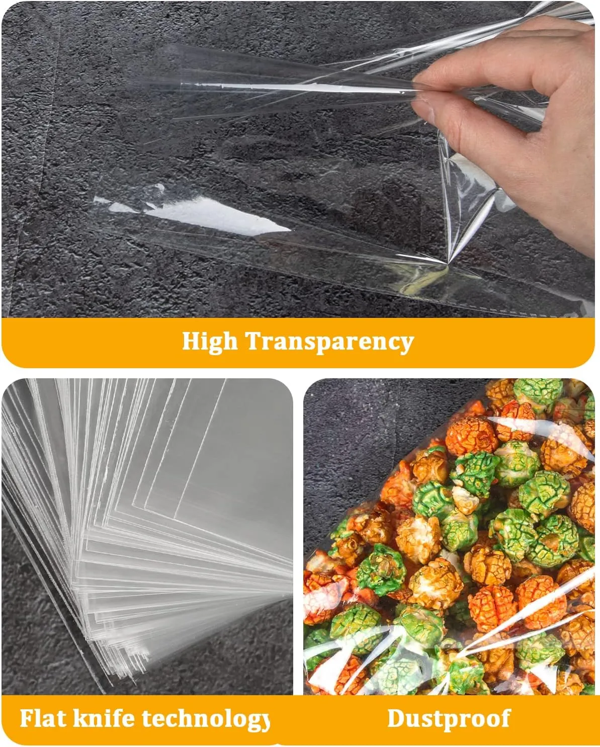 CUDICY 100pcs 10x14 Clear Cellophane Gift Bags with Ties - Versatile Occasion Gift Wrap Bags for Cookie, Candy, Party Favors, Wedding, Birthday, Christmas